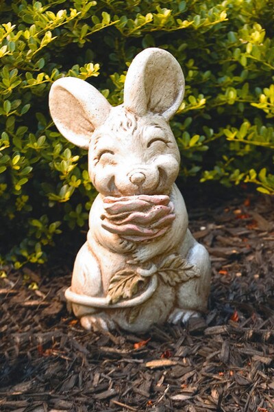 Rosey Mouse Garden Cement Statue Rose Flower Mice Sculpture